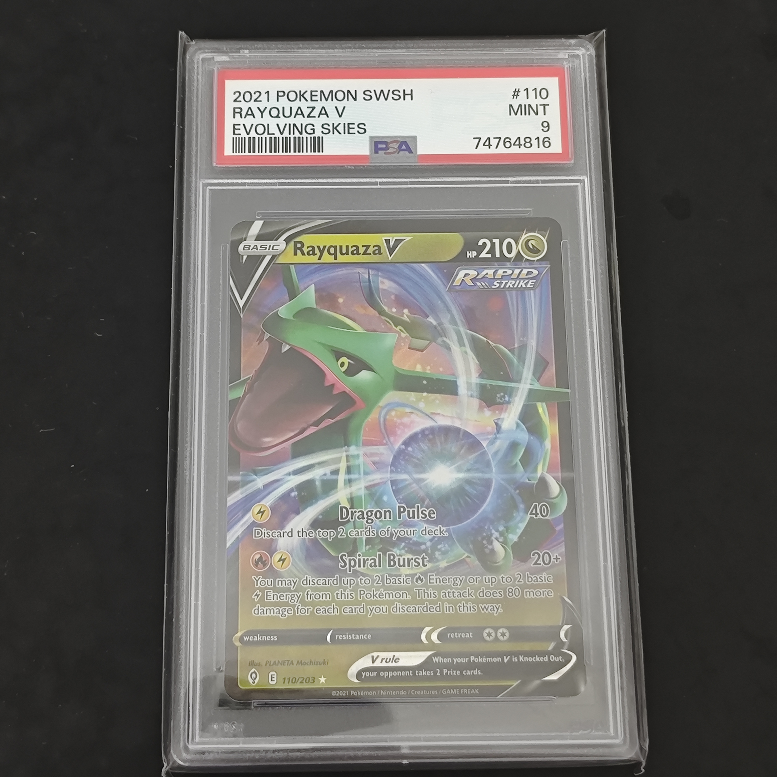 Rayquaza V PSA 9 Evolving Skies 110/203
