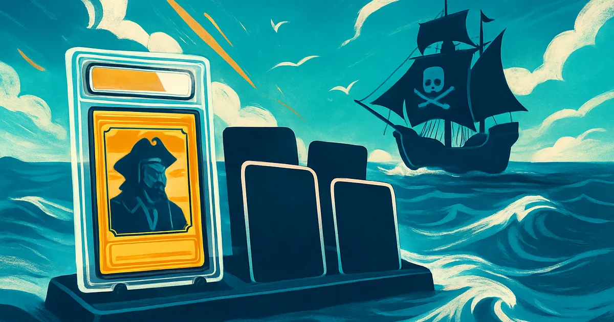 Generic editorial illustration of trading-card collectors and displays representing One Piece TCG in Singapore.