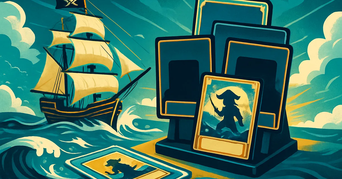 Generic editorial illustration of trading-card collectors and displays representing One Piece TCG in Singapore.