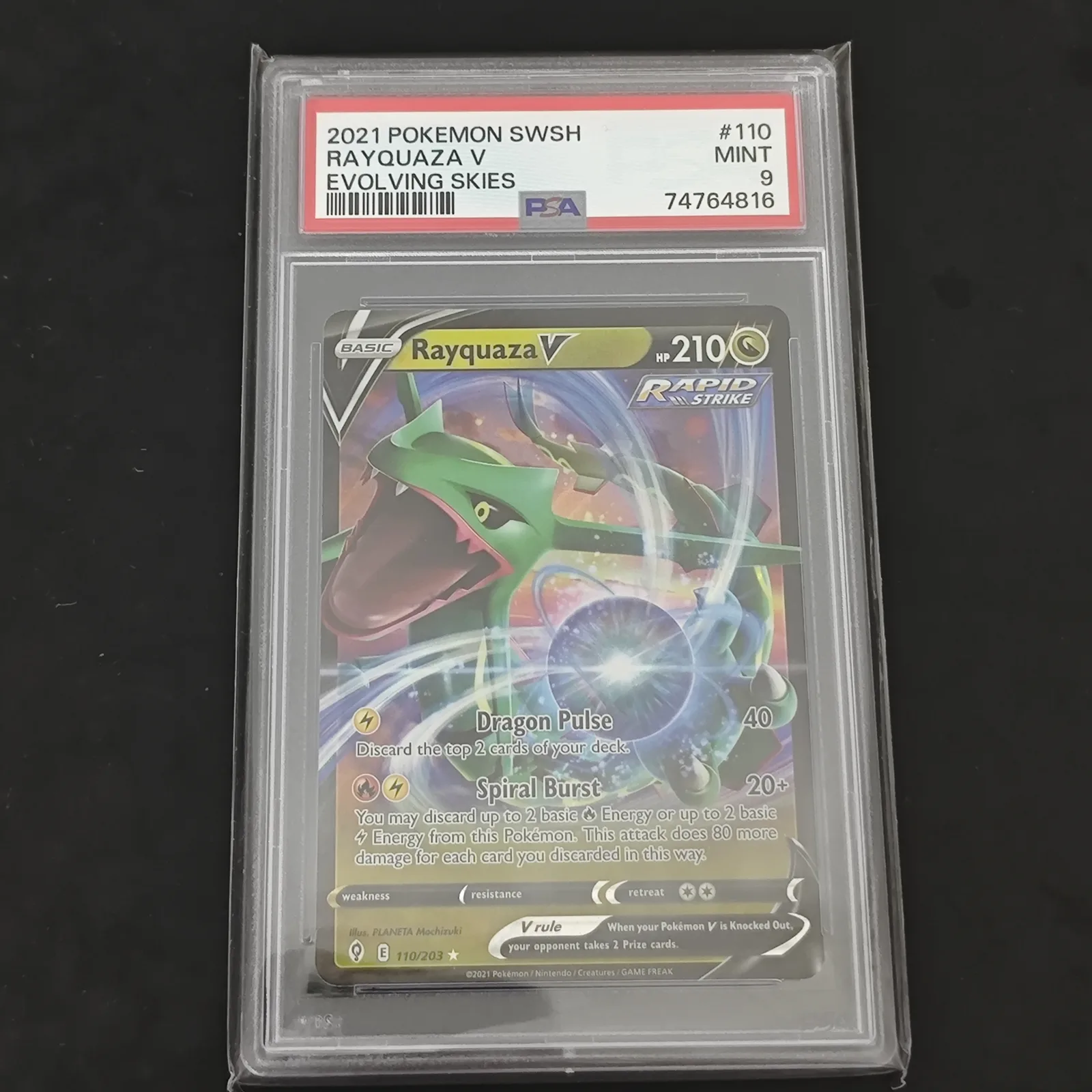 Rayquaza V PSA 9 Evolving Skies 110/203