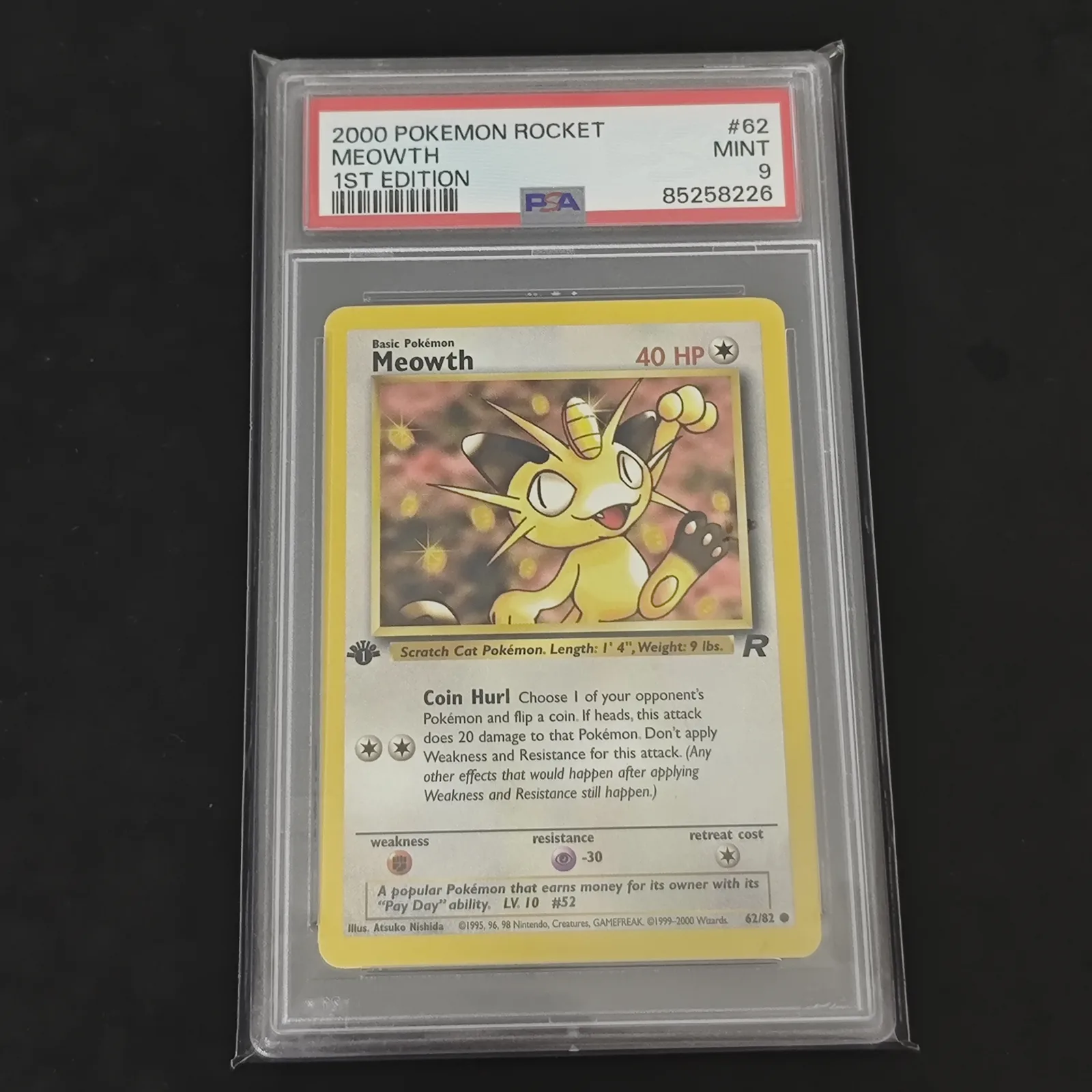 Meowth 1st Edition PSA 9 Team Rocket 062/082