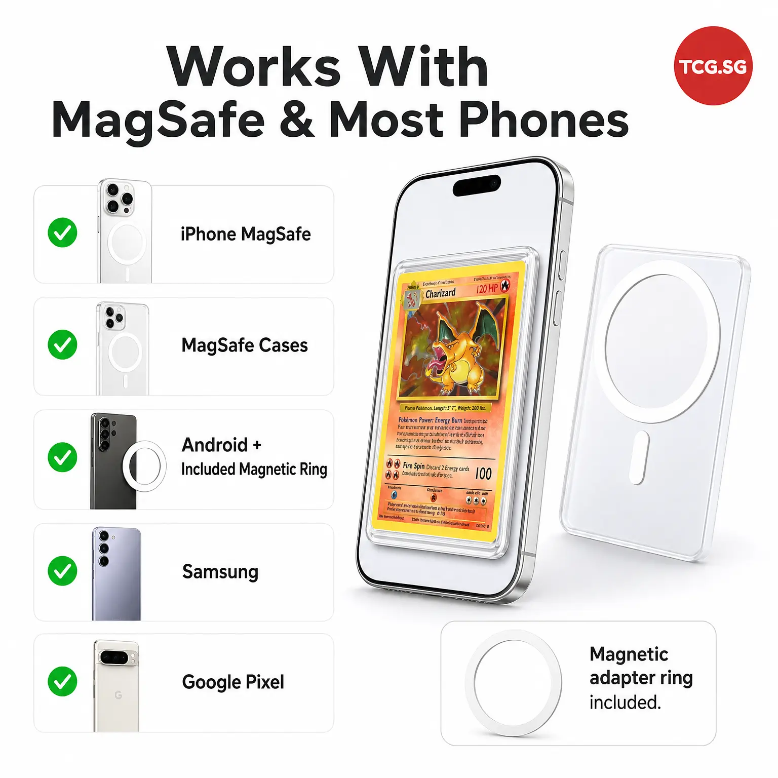 MagSafe TCG Card Display Holder – Universal Phone Compatibility